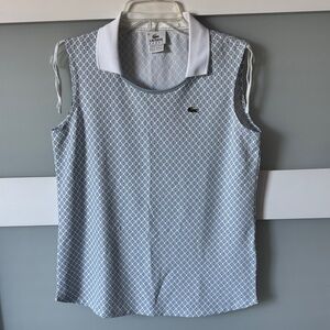 Lacoste Women's Patterned Blue and White Tank Top